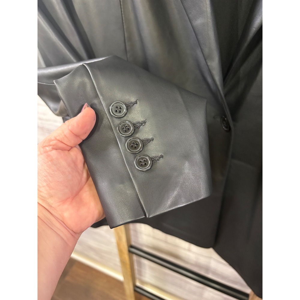 Lamarque Mens Black Vegan Faux Leather Blazer Sport Coat Jacket Size M/L - Picture 5 of 9